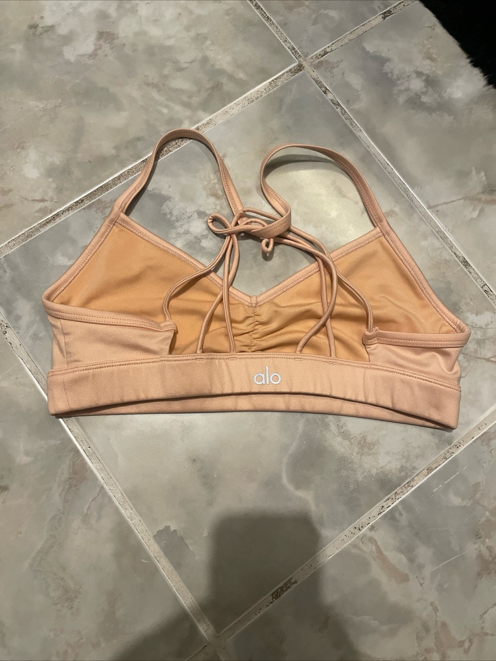Alo Yoga Sunny Strappy Sports SZ XS/Small Stretch Logo Peach